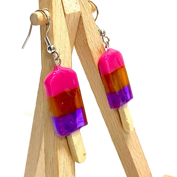 HANDMADE Popsicle Resin Art Dangle Earrings - Picture 8 of 10